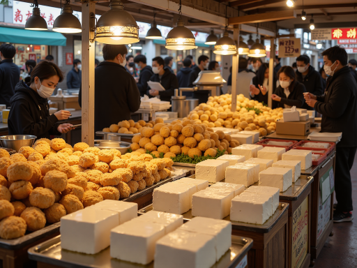 繁华的购物街区,各种商店和餐厅林立,行人熙攘的商业街道景象